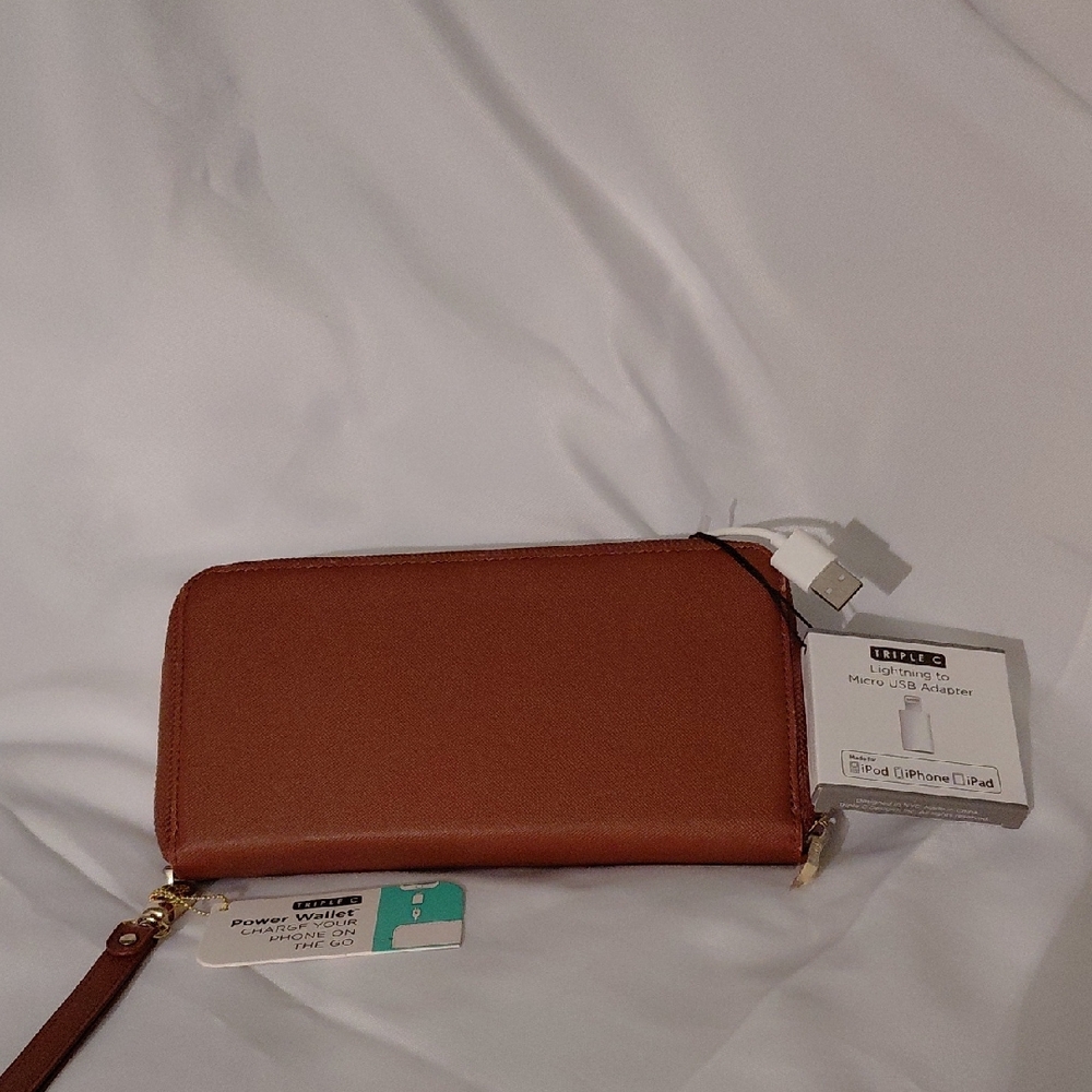 Triple C Brown Wallet with USB Charger
